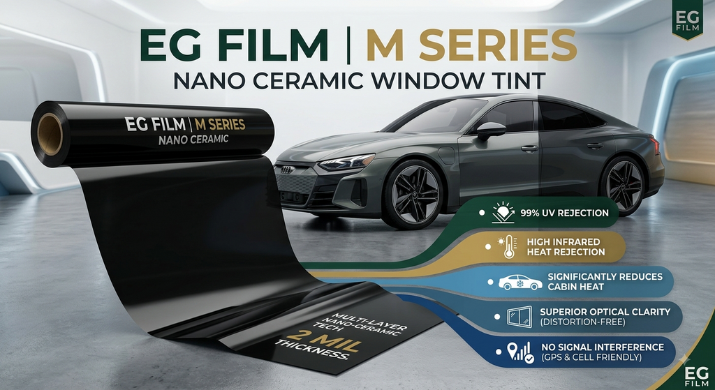 EG FILM M Series Nano Ceramic Window Tint Roll | 99% UV Rejection & High Infrared Heat Rejection - EG FILM & CyberSkin Shield
