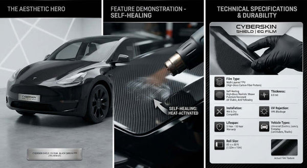Black Carbon TPU Paint Protection Film – Self-Healing