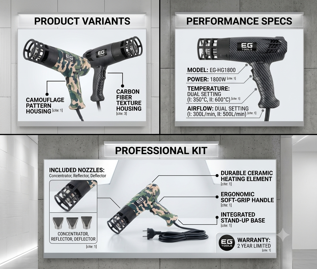 EG Tools Pro Series Dual-Temperature Heat Gun for Vinyl & PPF