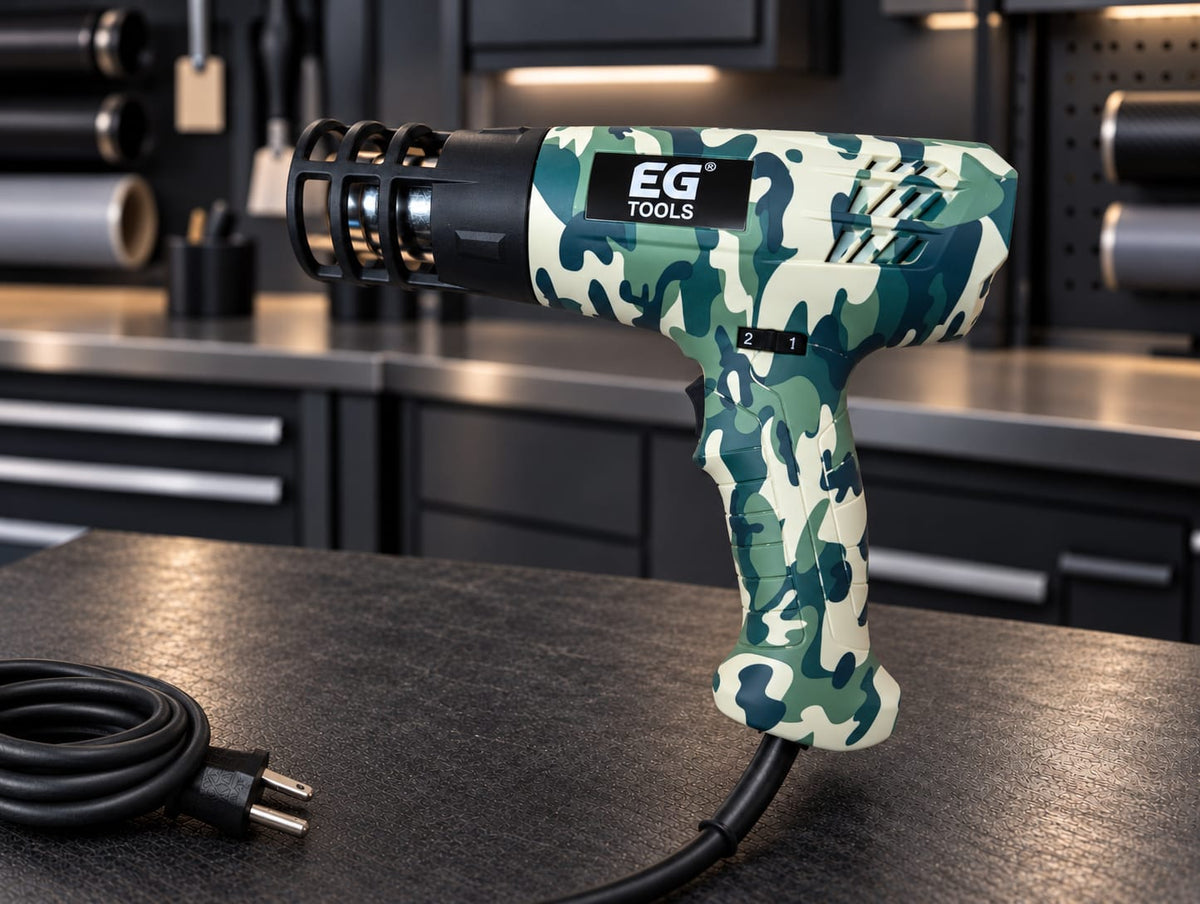 EG Tools Professional 2000W Digital Heat Gun for Vinyl Wrap & PPF – Tactical Camo Edition