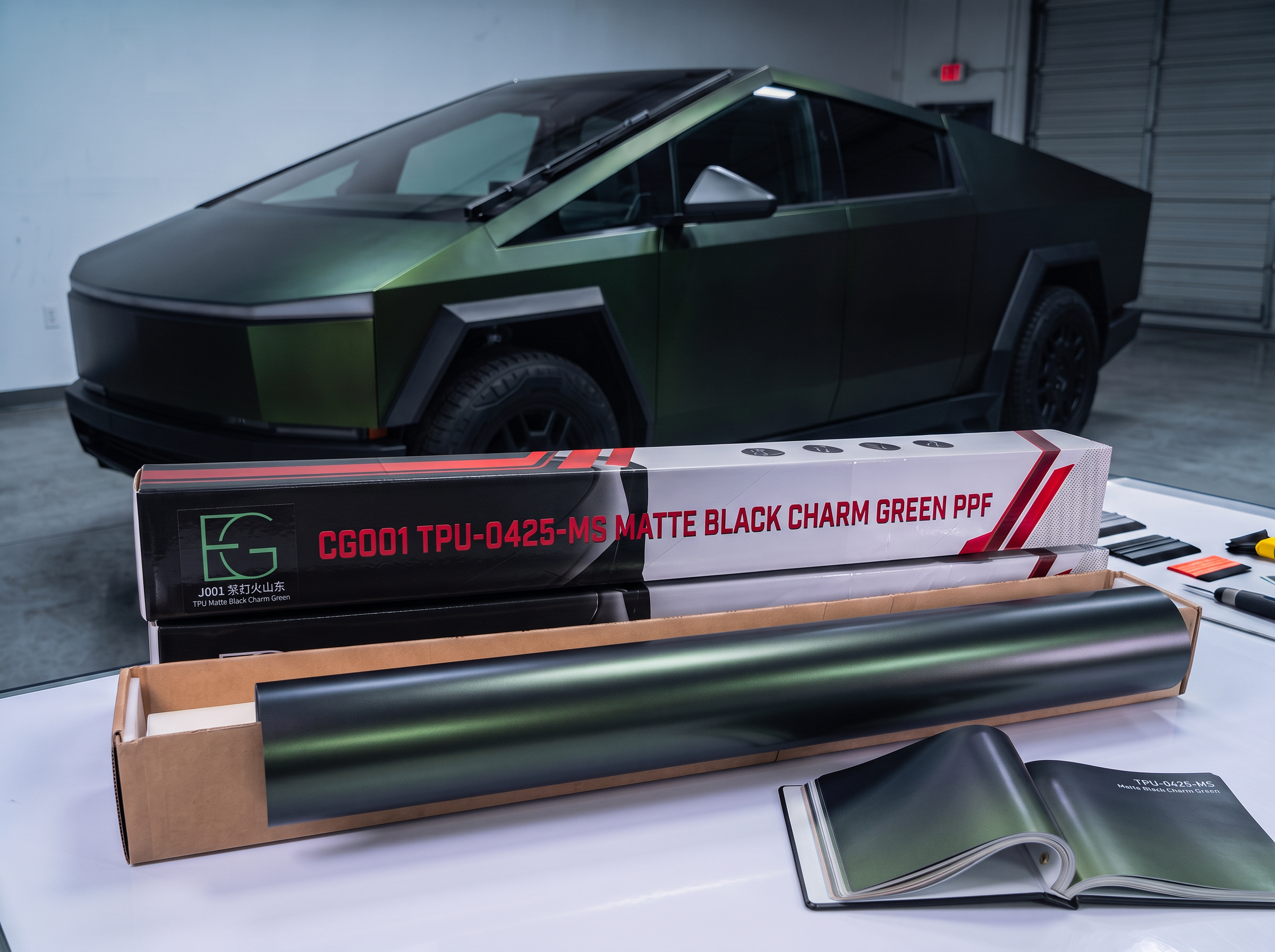 EG Film Cyberskin Shield |Matte Black Charm Green Color PPFTPU - EG FILM & CyberSkin Shield