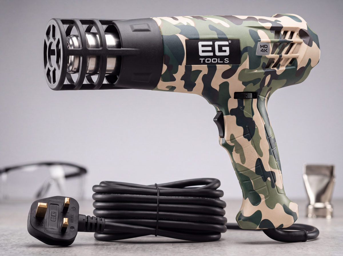 EG Tools Professional 2000W Digital Heat Gun for Vinyl Wrap & PPF – Tactical Camo Edition