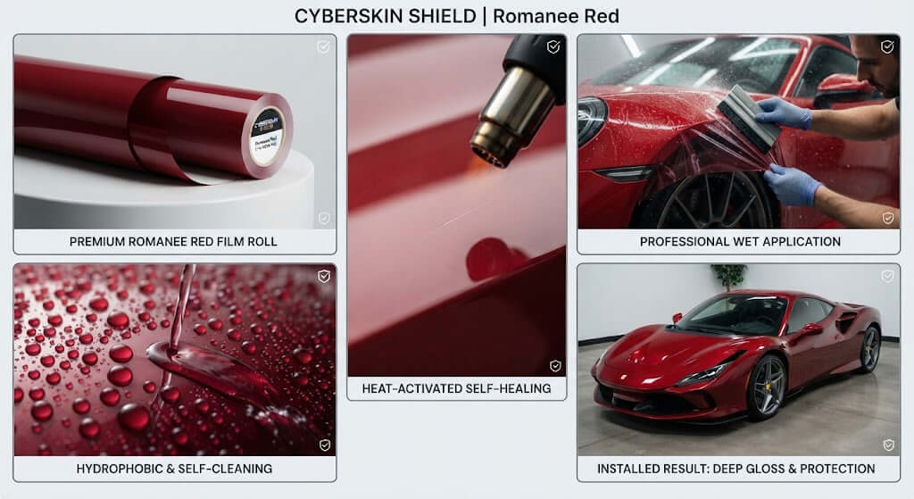 CYBERSKIN SHIELD by EG FILM | Romanee Red Color Paint Protection Film (Model: TPU-0056-MS)