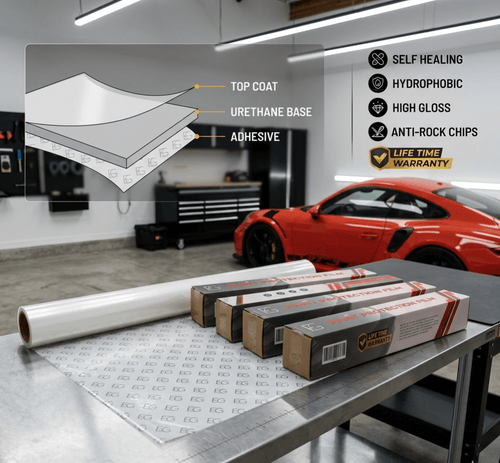 EG FILM KS-SM Series clear TPU paint protection film, professional-grade for vehicle surface protection, transparent and durable.