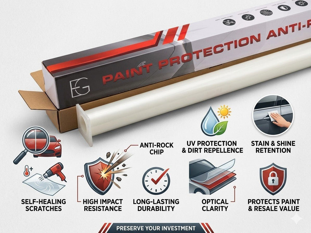EG FILM Paint Protection Film (PPF) roll, 60" x 50ft, anti-yellowing clear film for vehicle paint protection.