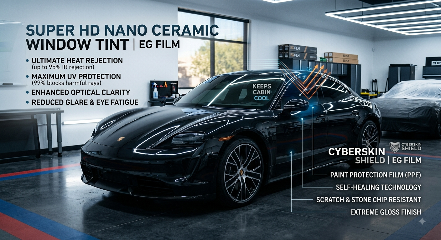 EG FILM Super HD Nano Ceramic Window Tint Film Roll Premium High IR Heat Reject - EG FILM & CyberSkin Shield