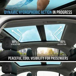 EG FILM Titan Glass Guard Ultra Duty paint protection film, 7.5mil PPF with VLT 71%, UVR 98%, IRR 95% visible on vehicle surface.